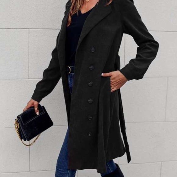 Black Corduroy Double Breast Pocket Jacket Minimalist - Picture 5 of 12